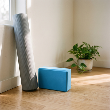 2024 Biguphate Yoga Blocks 9x 6x4 Inch，EVA Foam Yoga Block Supportive Latex-Free Non-Slip Exercise Blocks Yoga Accessories for Pilates Meditation Balance Stretching and Deep Poses (Blue)